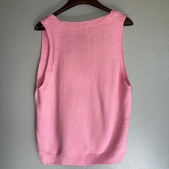 Cotton Candy Pink Sleeveless Warm  Knit Sweater Vest Size Medium - Picture 2 of 5